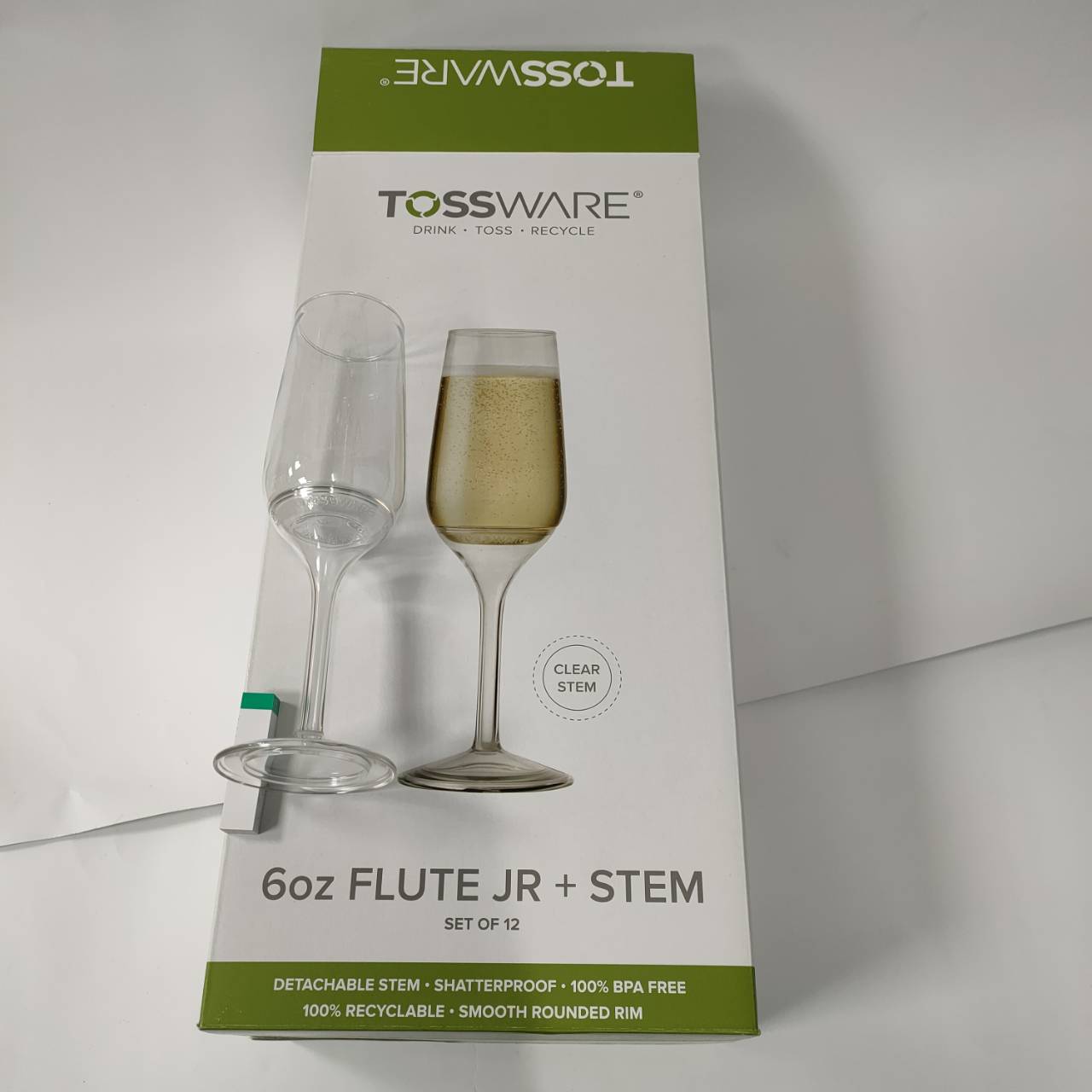 【TOSSWARE】6oz FLUTE JR + STEM 保特環保香檳高腳杯（12 入組）