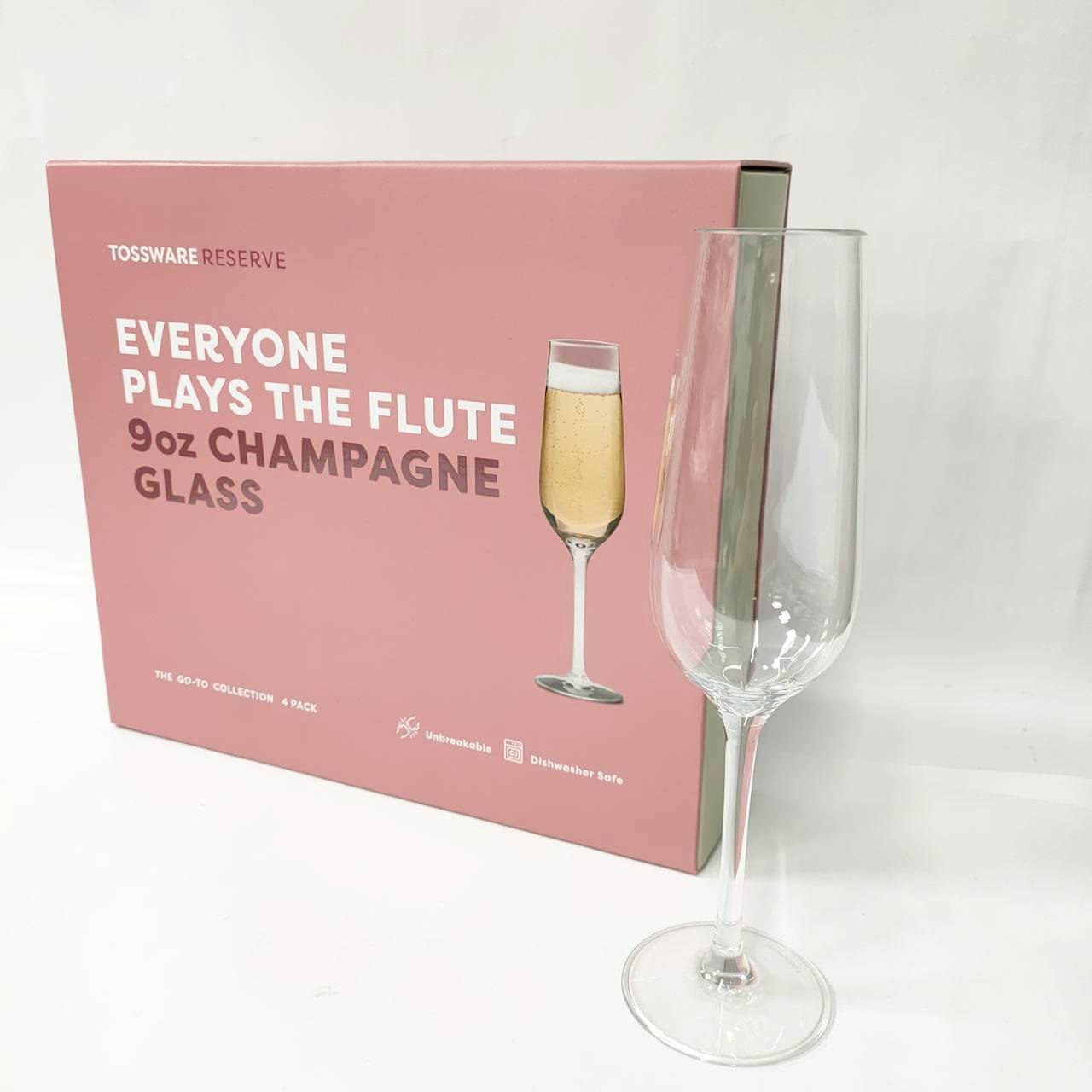 【TOSSWARE】RESERVE 9oz CHAMPAGNE CLASS 保特環保香檳高腳杯 禮盒（4 入組）
