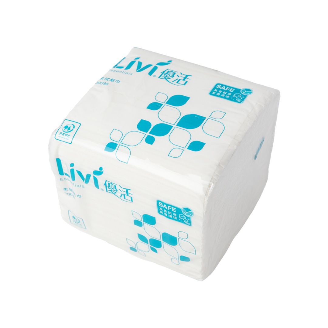 【Livi 優活】單抽柔拭紙巾（300 抽 × 30 包 / 箱）