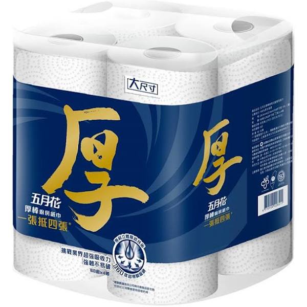 【五月花】厚棒廚房紙巾（60 組 × 4 捲 × 4 袋）