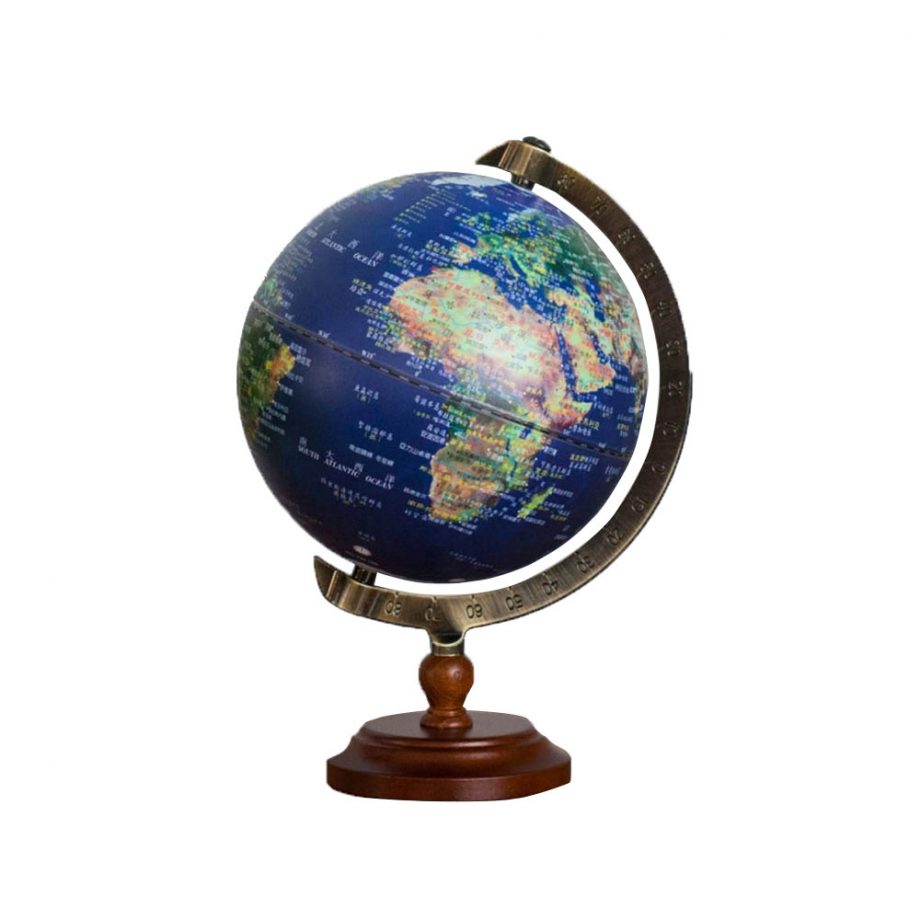 【SkyGlobe】6 吋衛星款刻度尺木頭底座地球儀（中文版）