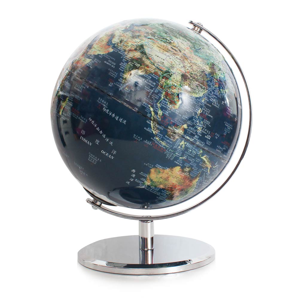 【SkyGlobe】10 吋衛星亮面金屬底座地球儀（AR 互動款 / 中英文對照）
