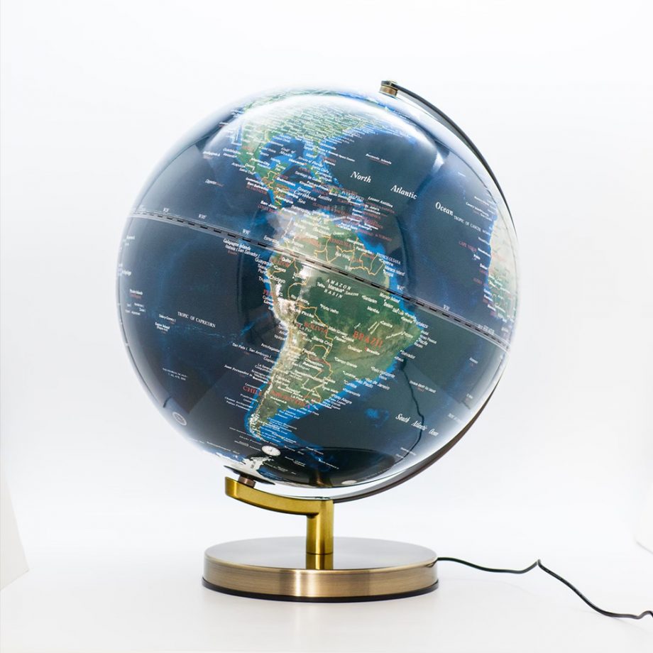 【SkyGlobe】12 吋人口分佈古銅色平面鐵質底座地球儀（中英文對照）