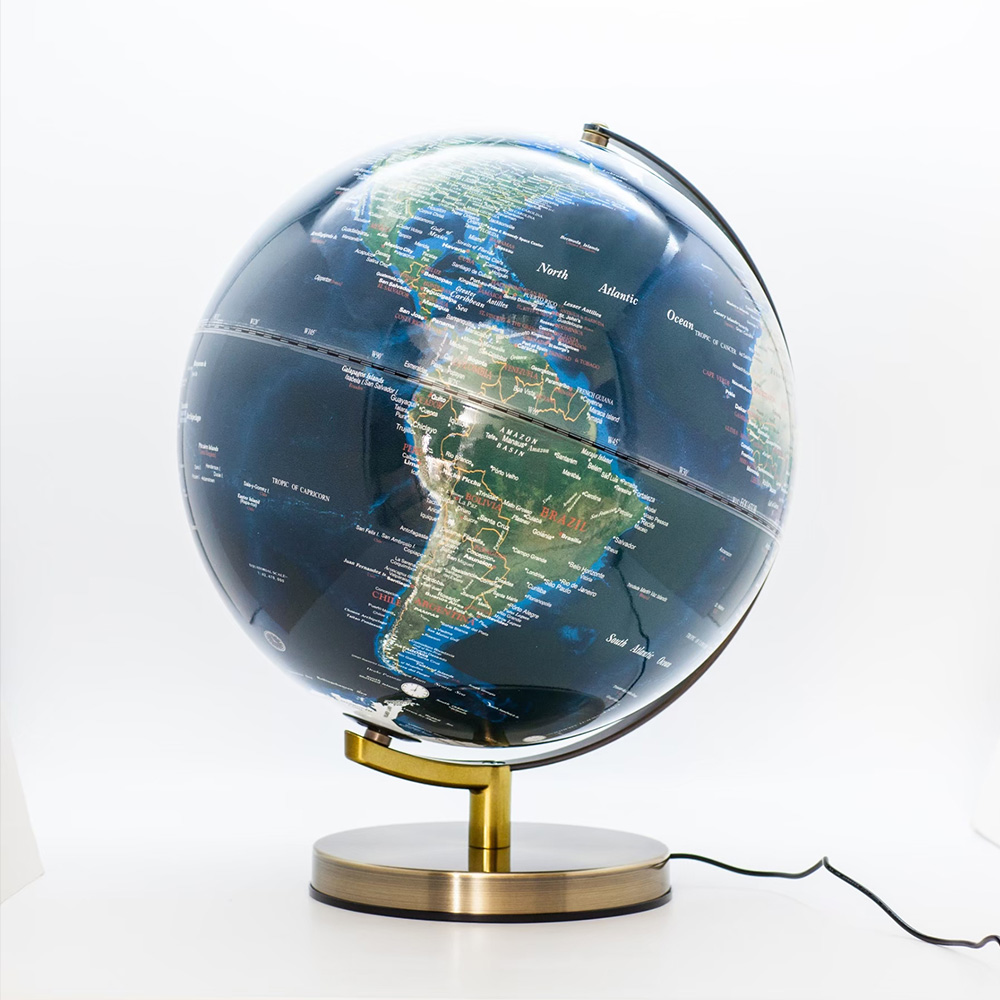 【SkyGlobe】12 吋人口分佈古銅色平面鐵質底座地球儀（中英文對照）