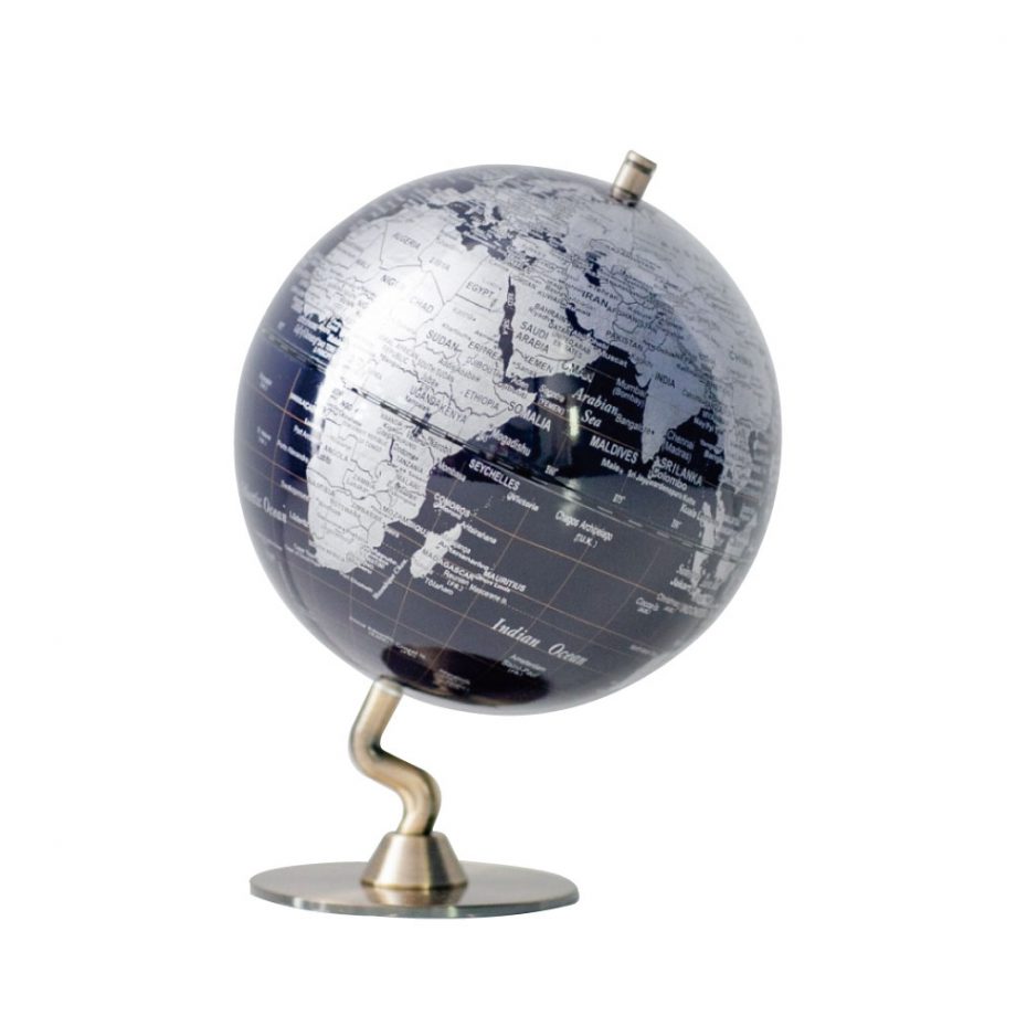 【SkyGlobe】5 吋深藍色金屬底座地球儀（英文版）