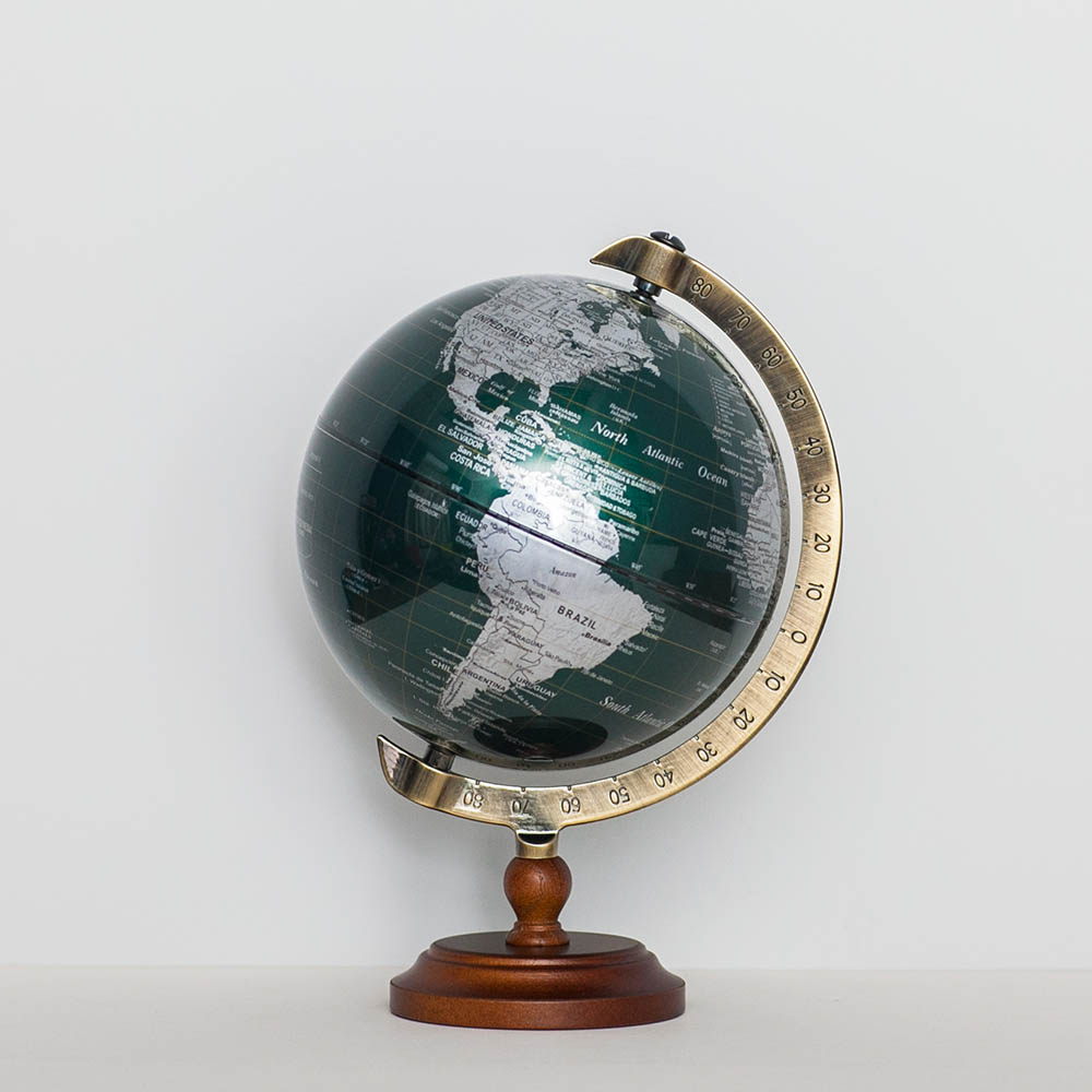 【SkyGlobe】6 吋網版七彩綠刻度尺木頭底座地球儀
