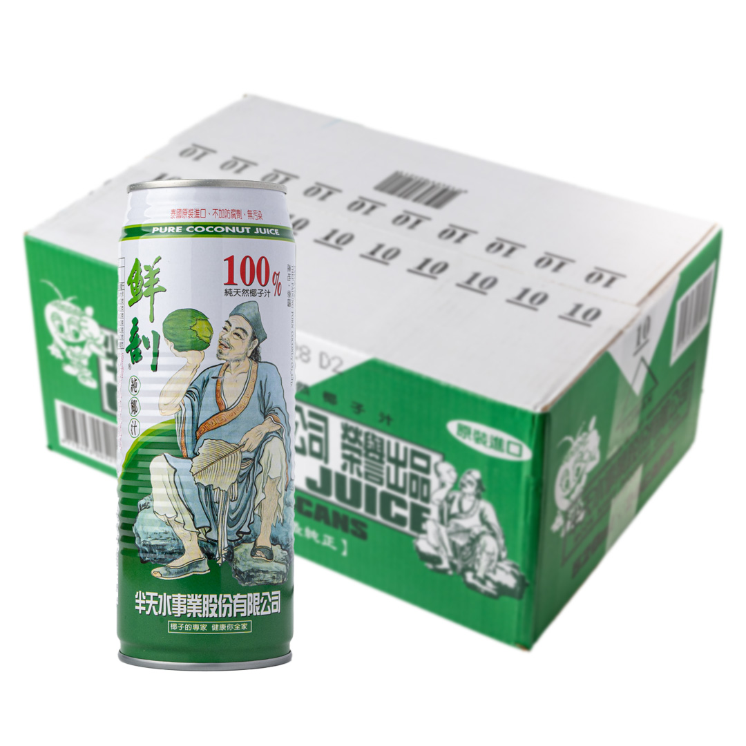 【半天水】鮮剖 100% 純椰汁（520ml × 24 入 / 箱）