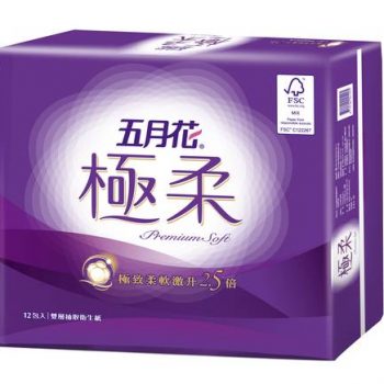 【五月花】極柔頂級抽取式衛生紙（110 抽 × 12 包 × 6 袋 / 箱）
