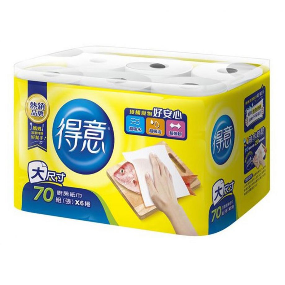 【得意】廚房紙巾(70 組 × 6 捲 × 8 袋 / 箱) 【得意】廚房紙巾(70 組 × 6 捲 × 8 袋 / 箱)