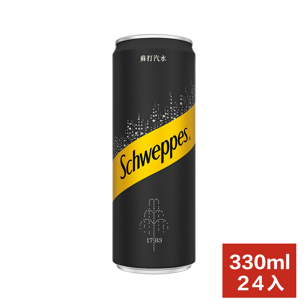 【Schweppes 舒味思】蘇打汽水 - 隨行罐（330ml × 24 入 / 箱）