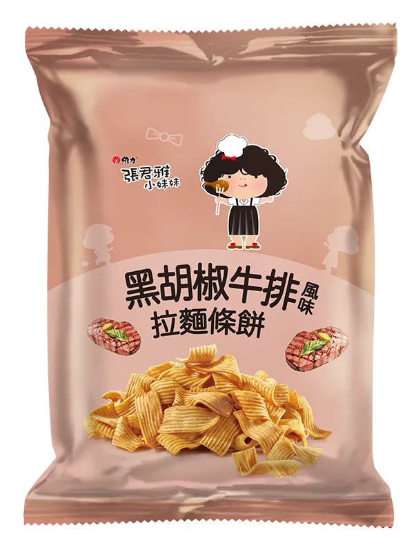 【張君雅小妹妹】黑胡椒牛排風味拉麵條餅（15 入 / 箱）