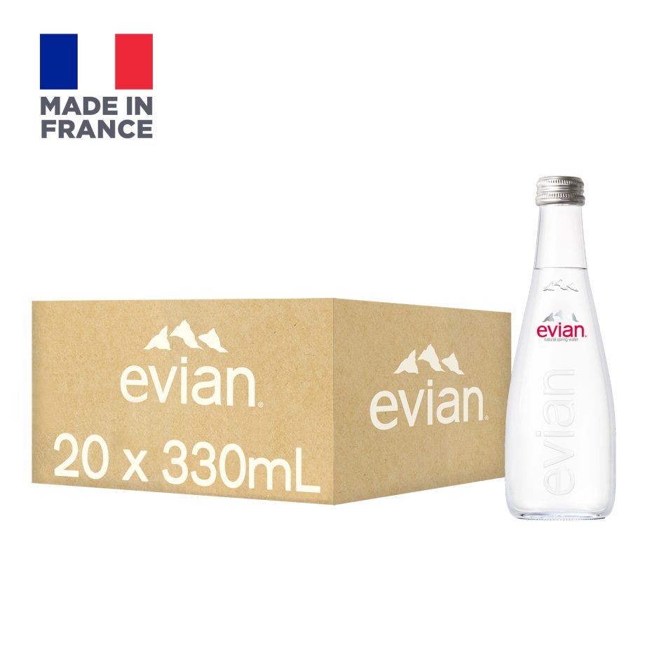 【evian 依雲】原廠總代理公司貨 天然礦泉水玻璃瓶（330ml × 20 入 / 箱）