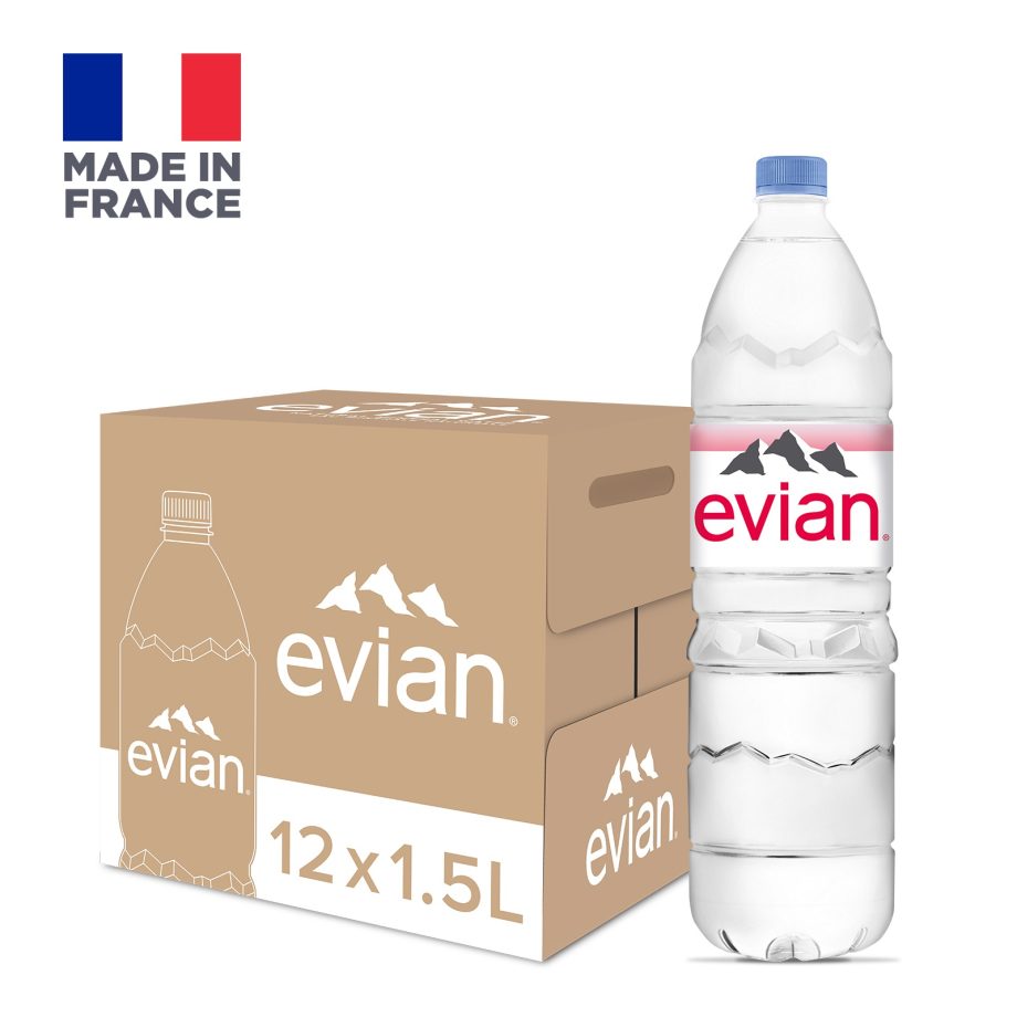 PET1500 【evian 依雲】原廠總代理公司貨 天然礦泉水寶特瓶(1500ml × 12 入 / 箱)