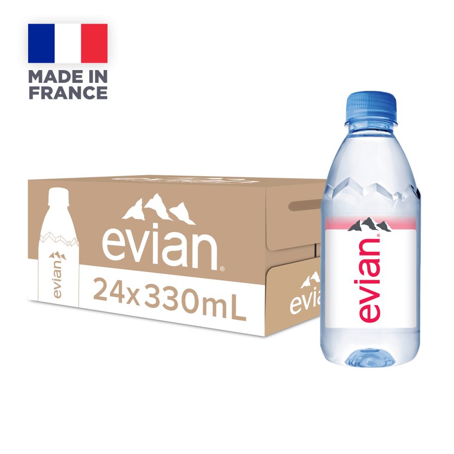 【evian 依雲】原廠總代理公司貨 天然礦泉水寶特瓶（330ml × 24 入 / 箱）