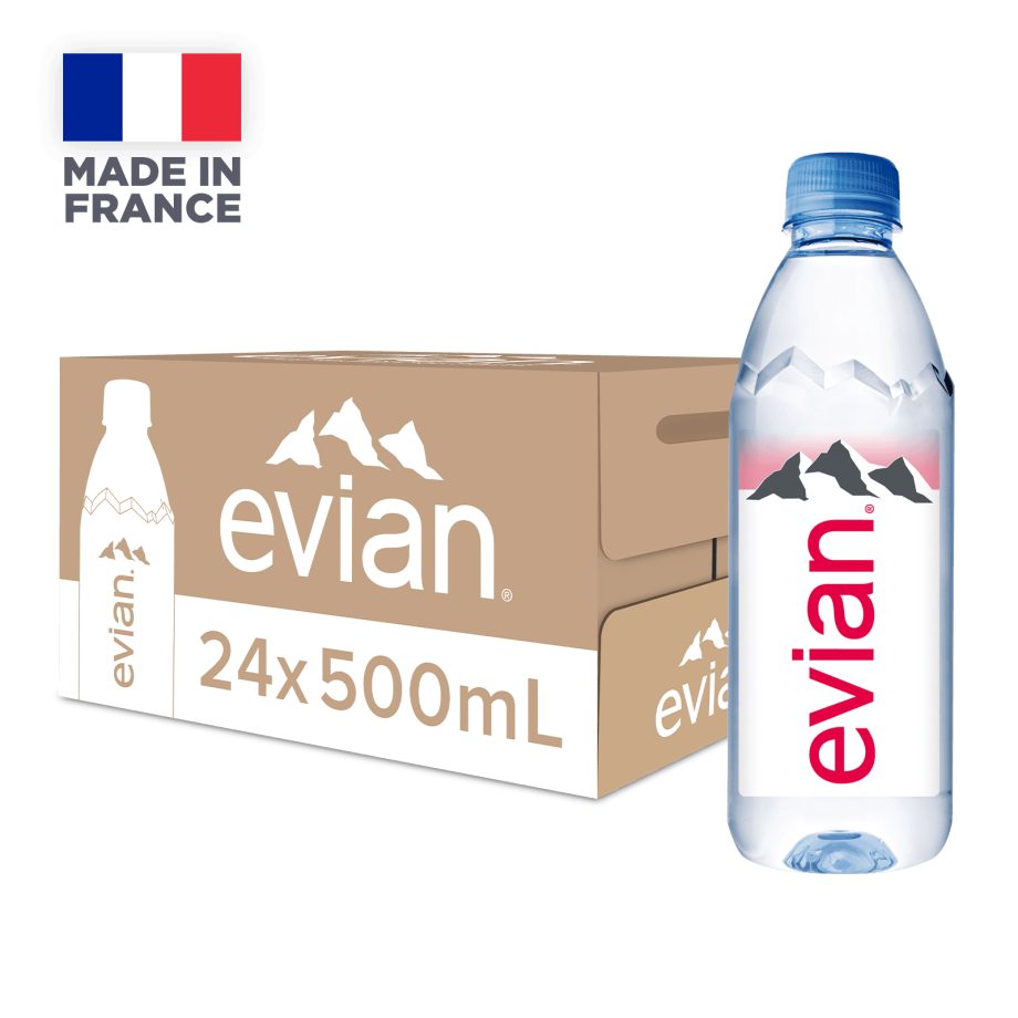 【evian 依雲】原廠總代理公司貨 天然礦泉水寶特瓶（500ml × 24 入 / 箱）