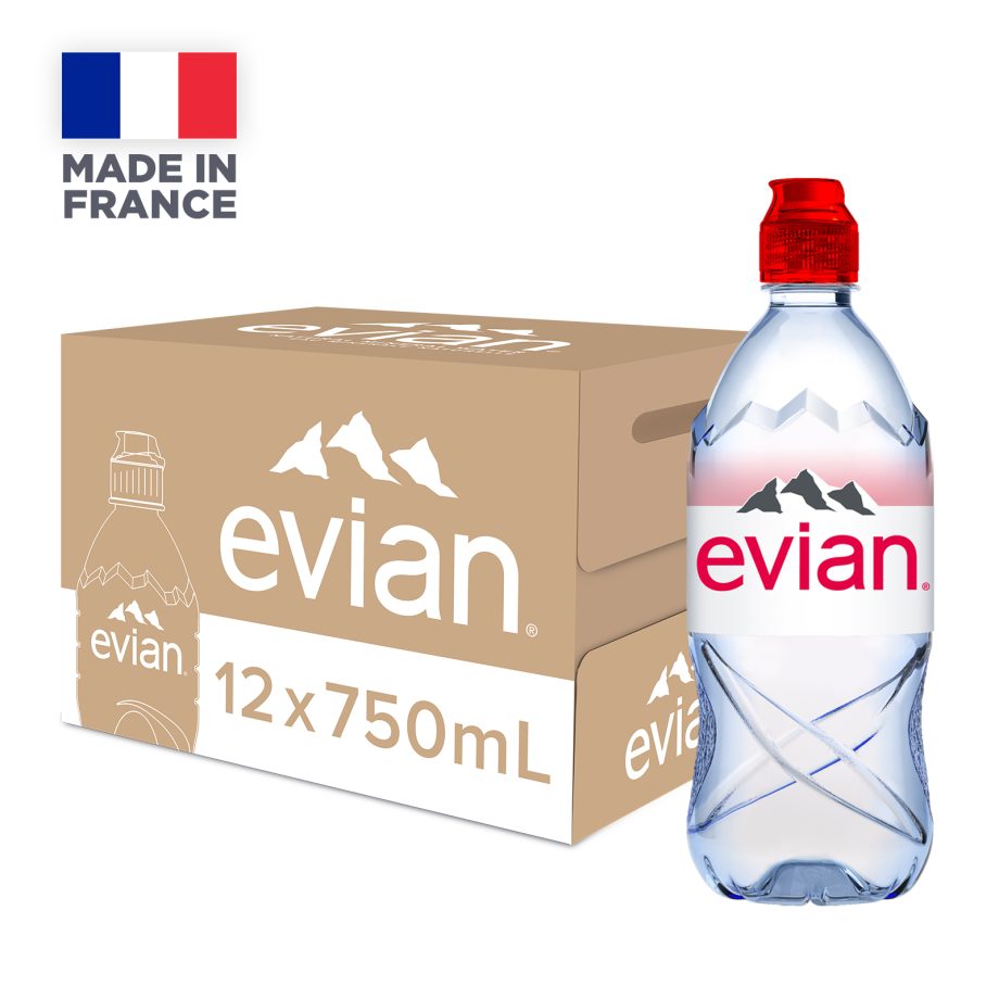 PET750 【evian 依雲】原廠總代理公司貨 天然礦泉水運動瓶(750ml × 12 入 / 箱)