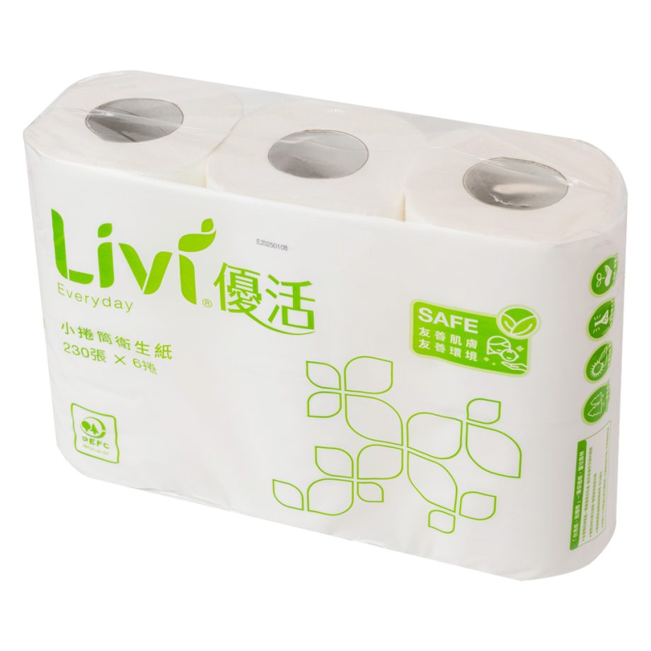 【Livi 優活】小捲筒衛生紙（230 張 × 6 捲 × 10 袋 / 箱）
