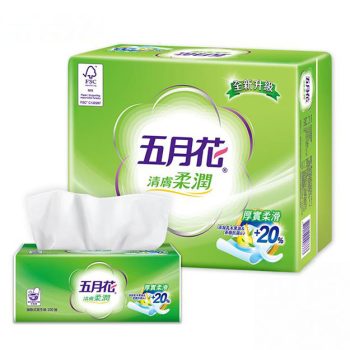 【五月花】清膚柔潤抽取衛生紙（100 抽 × 24 包 × 3 袋 / 箱）