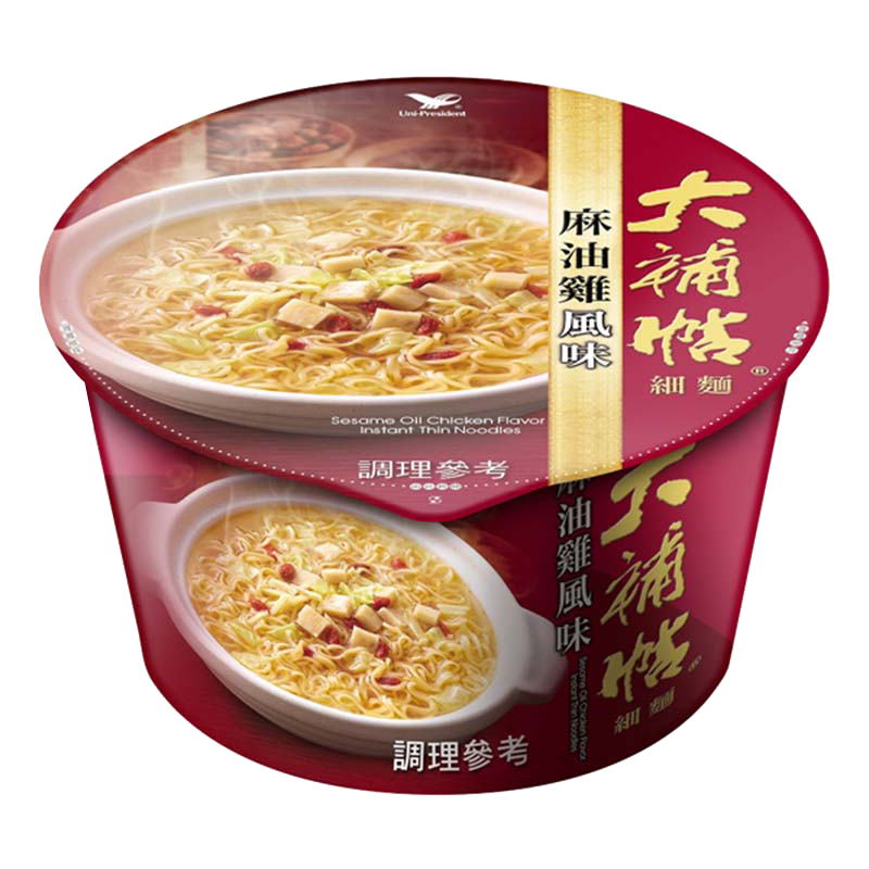 【大補帖】麻油雞風味細麵 - 碗裝（12 入 / 箱）